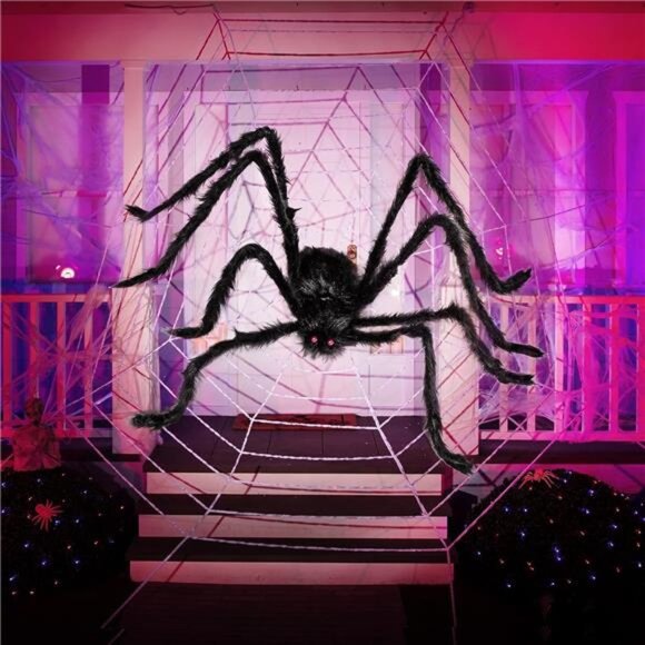 2 Pack 5 Ft. Halloween Outdoor Decorations Black Scary Giant Fake Hairy Spider - Picture 7 of 8